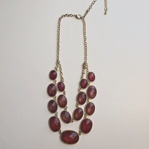Necklace with two tier pink stones